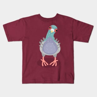 Funny curious pigeon cartoon illustration Kids T-Shirt